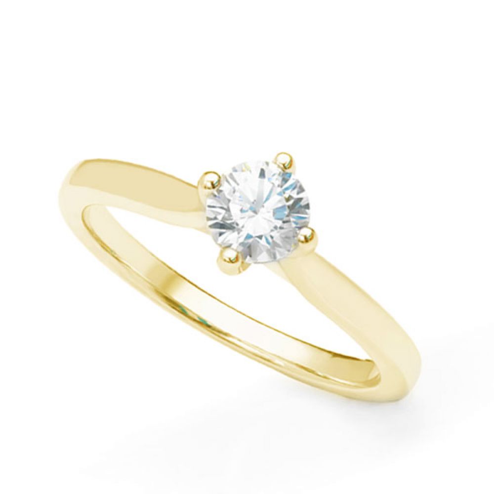 Round solitaire diamond engagement ring with wedding ring friendly setting