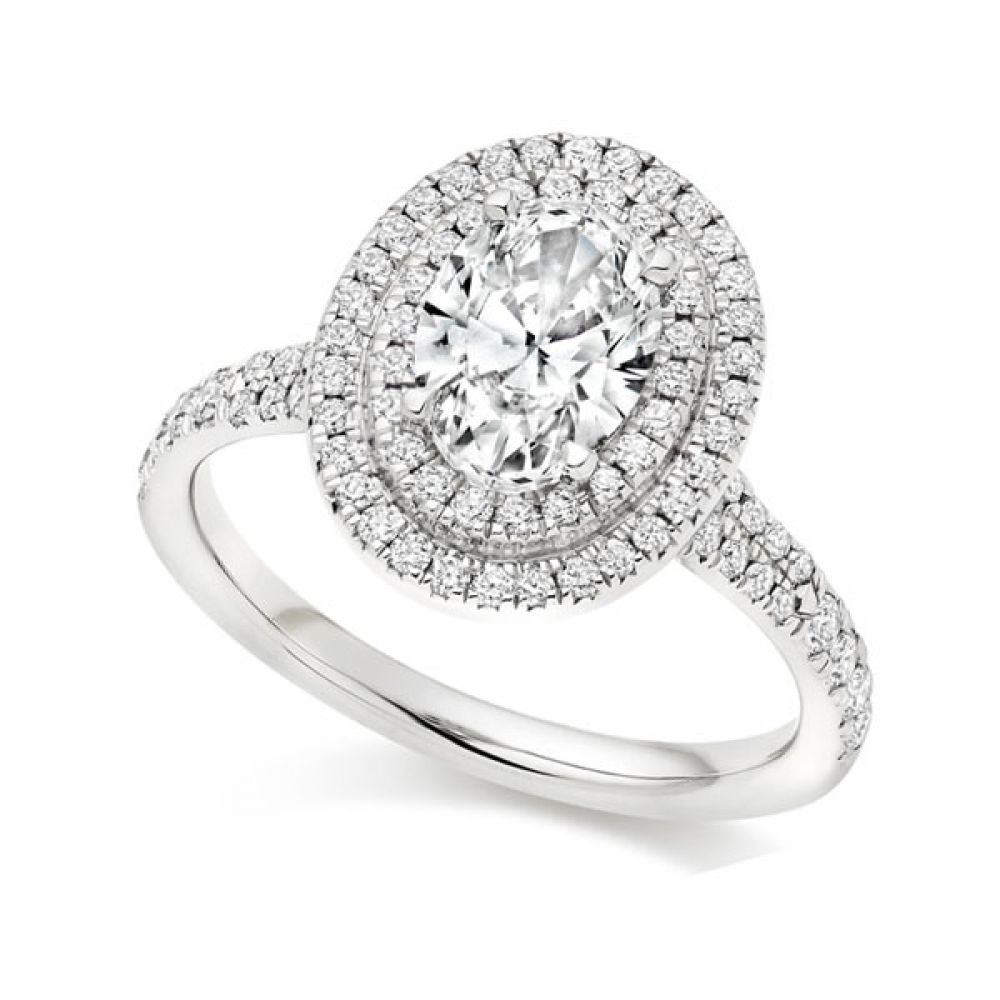 Double Halo Diamond Engagement Ring - White