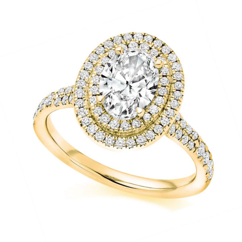 Double Halo Diamond Engagement Ring - Yellow Double Halo Diamond Engagement Ring - Yellow