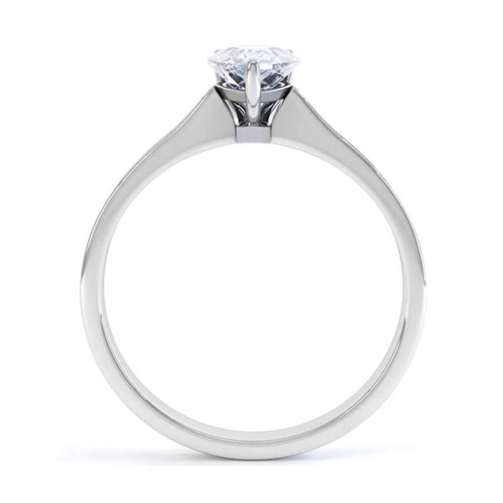 Pear-Shaped Engagement Ring with Diamond Shoulders Side view - White Pear-Shaped Engagement Ring with Diamond Shoulders Side view - White