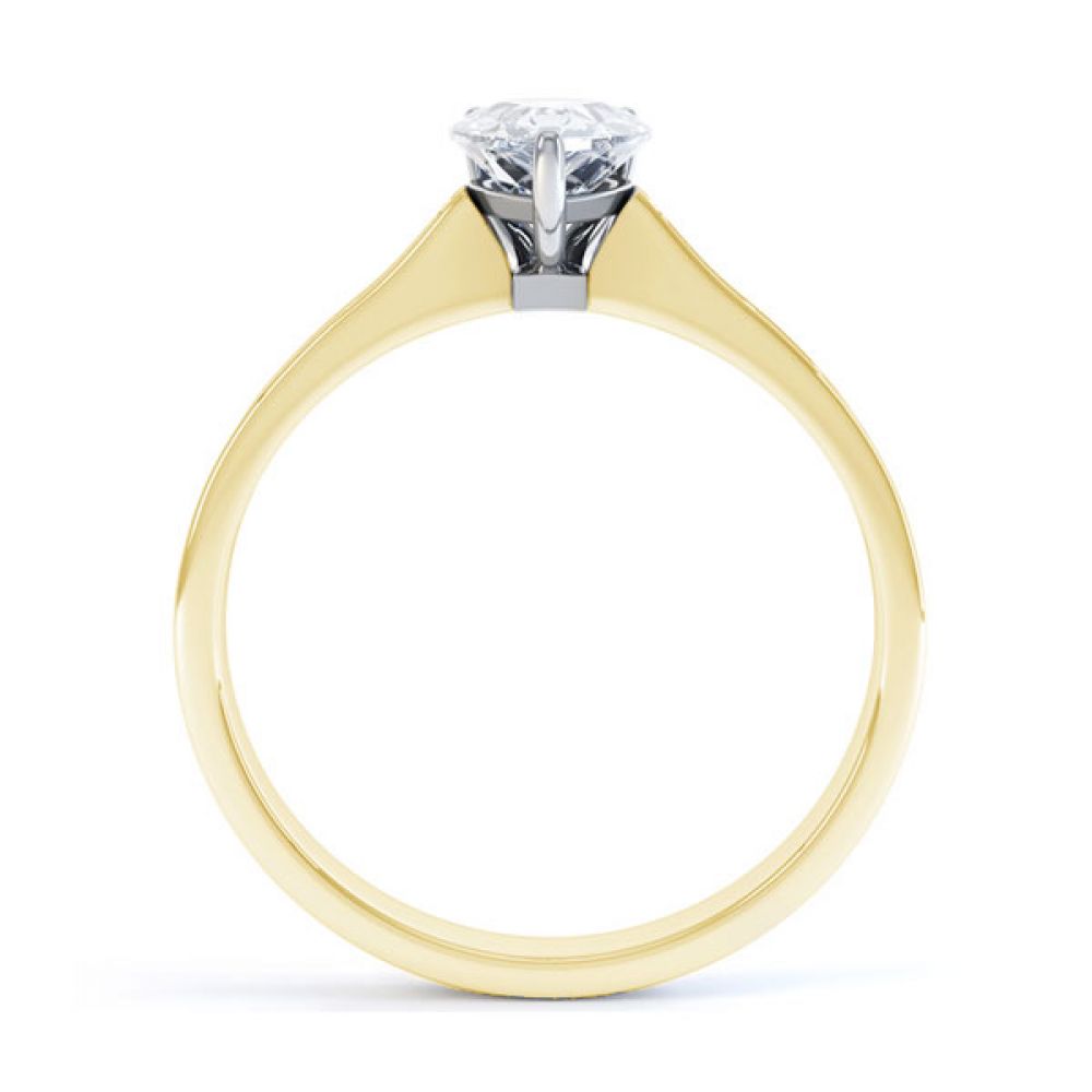 Pear-Shaped Engagement Ring with Diamond Shoulders Side view - Yellow