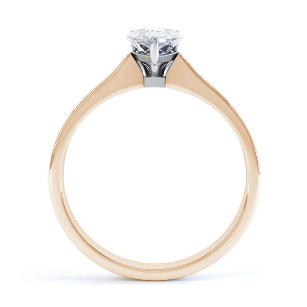 Pear-Shaped Engagement Ring with Diamond Shoulders Side view - Rose