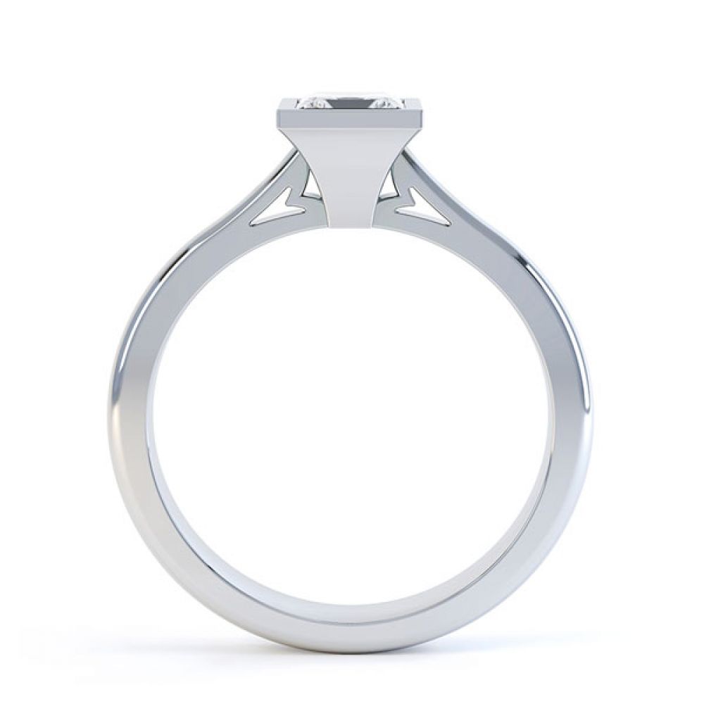 Fine Square Bezel Set Princess Solitaire Ring Side View Fine Square Bezel Set Princess Solitaire Ring Side View