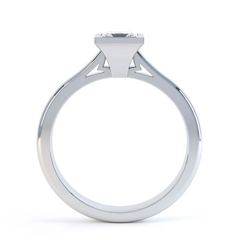 Fine Square Bezel Set Princess Solitaire Ring Side View