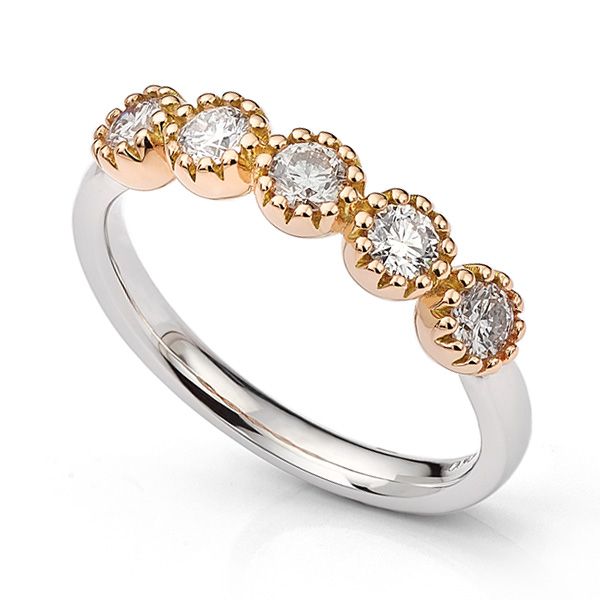 5 Stone Rose Gold Diamond Eternity Ring Main Image