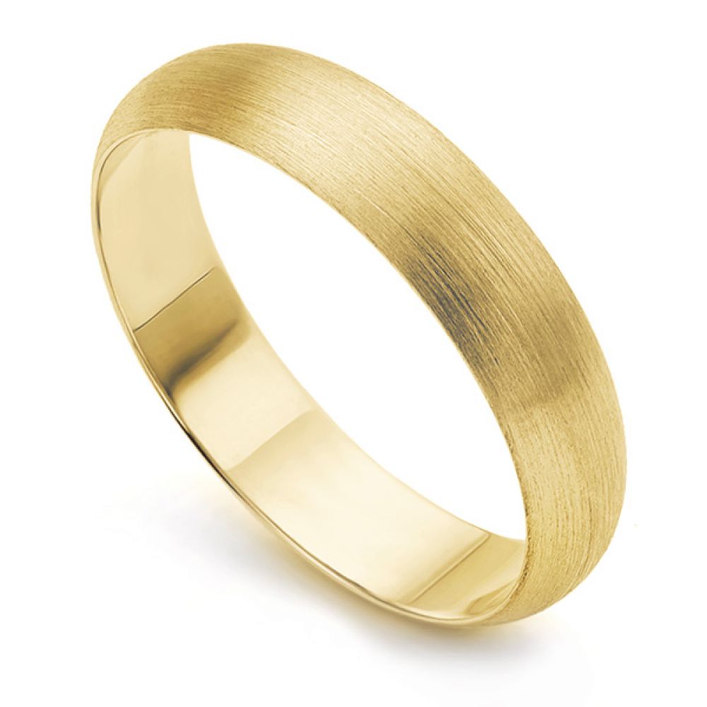 Yellow Gold Brushed Matte Finish Wedding Ring