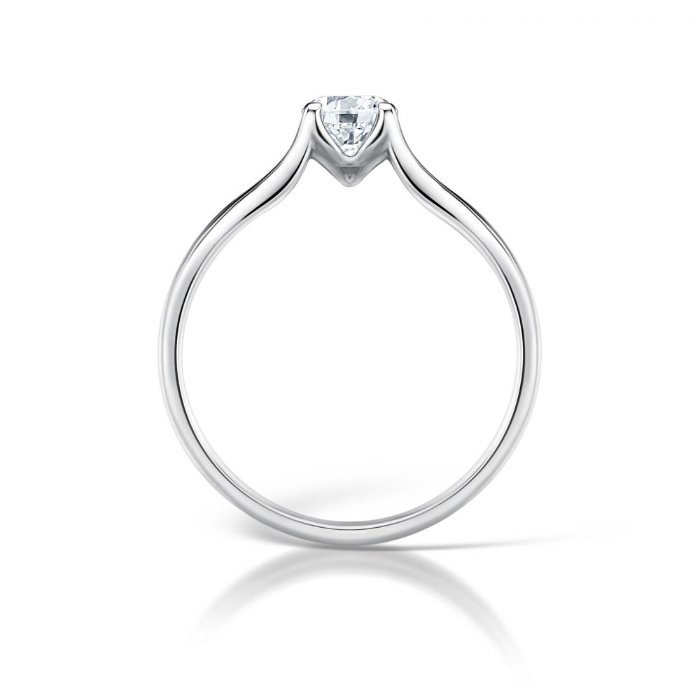 Round Diamond Engagement Ring with Plain Double Shoulders Side View