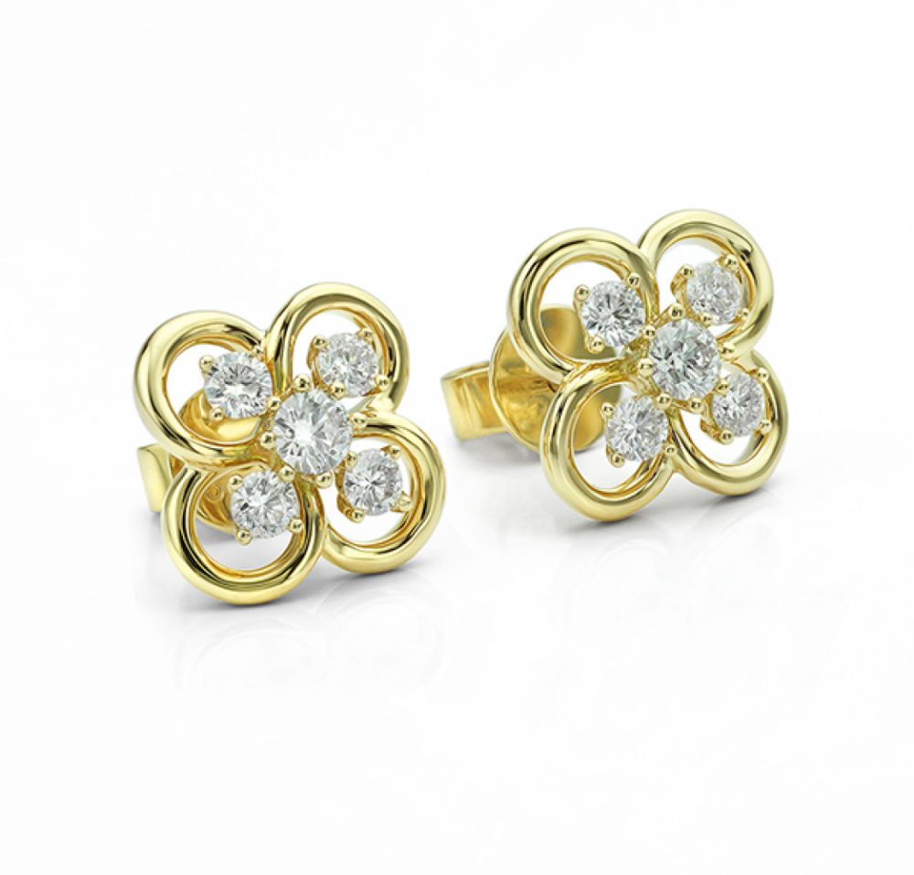 Blossom Yellow Gold Diamond Earrings