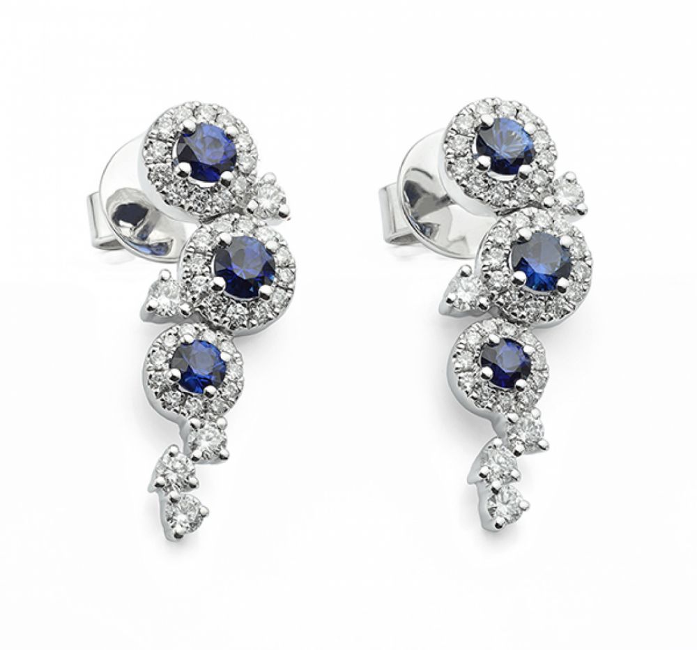 Dew Diamond and Blue Sapphire Drop Earrings Dew Diamond and Blue Sapphire Drop Earrings