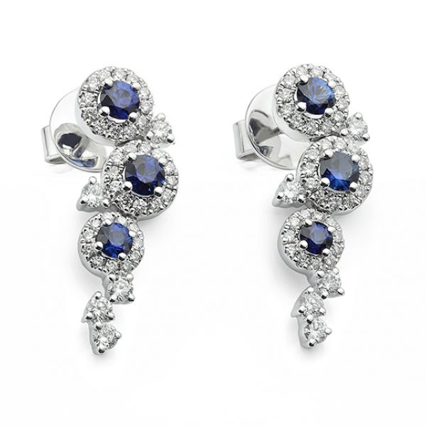 Dew Diamond and Blue Sapphire Earrings Main Image