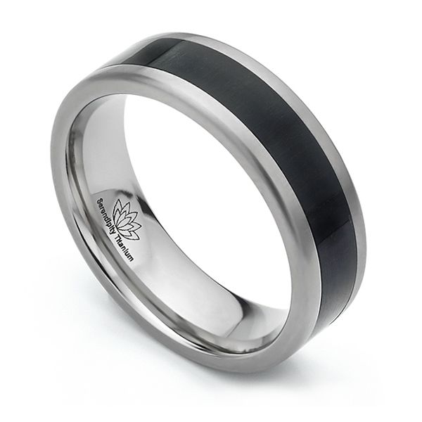 Ebony Wood Inlaid Wedding Ring Main Image