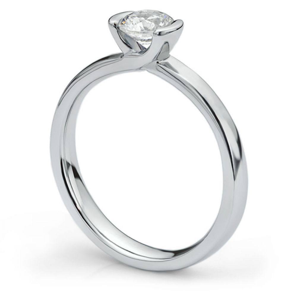 Semi-bezel set engagement ring Annabelle in white gold side view Semi-bezel set engagement ring Annabelle in white gold side view