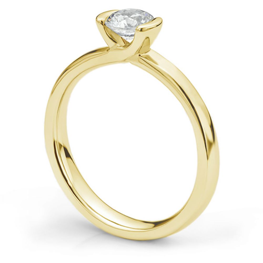 Semi-bezel set engagement ring Annabelle in yellow gold side view Semi-bezel set engagement ring Annabelle in yellow gold side view
