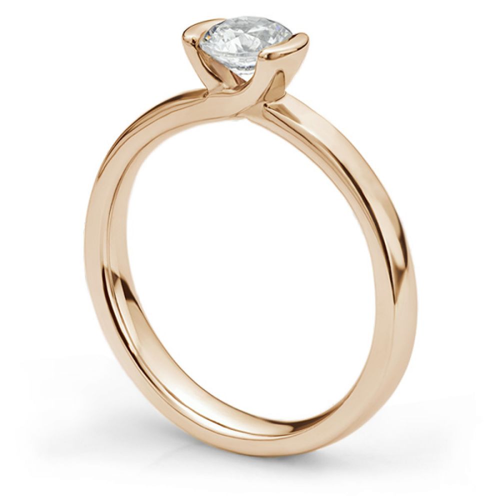 Semi-bezel set engagement ring Annabelle in rose gold side view Semi-bezel set engagement ring Annabelle in rose gold side view