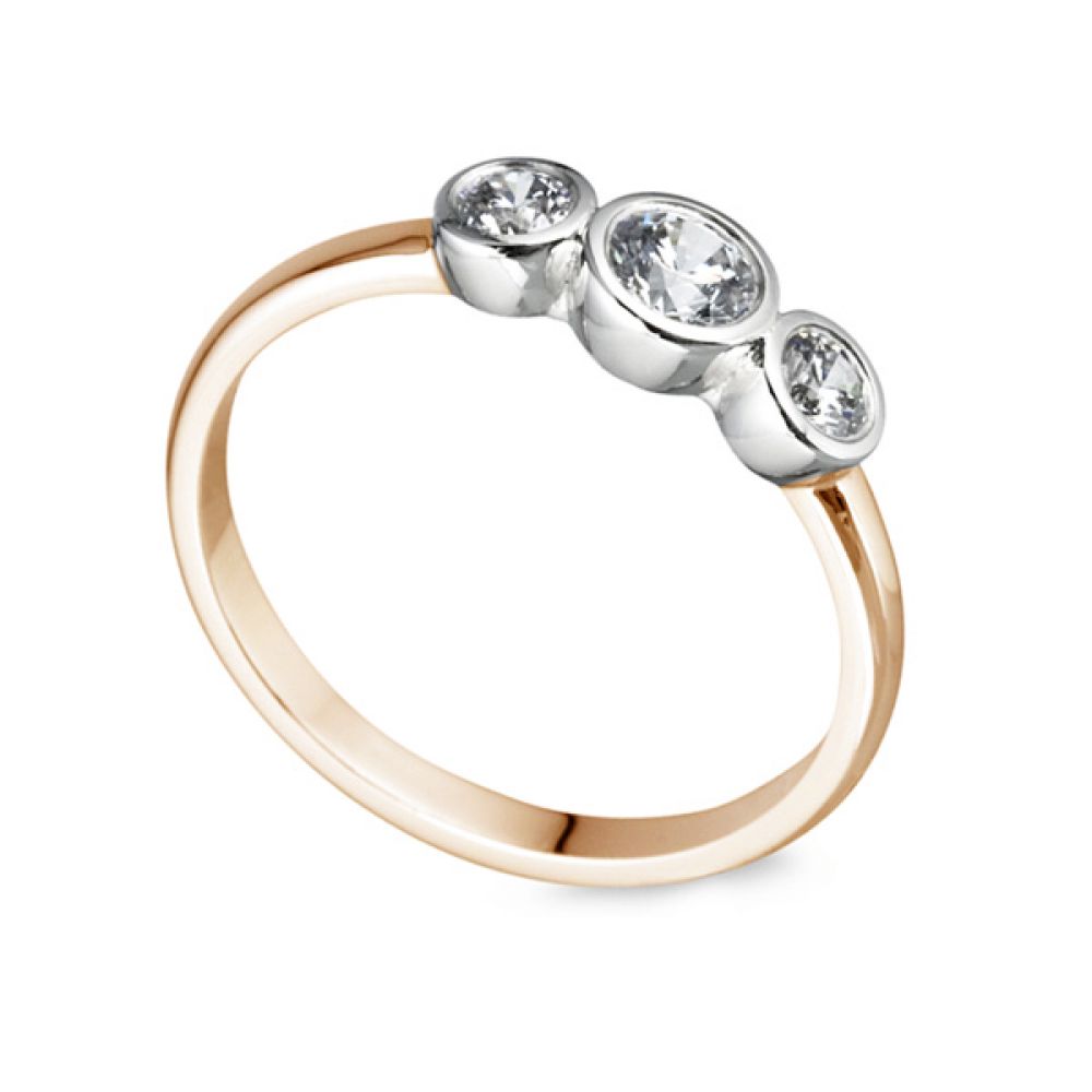 Gradated Bezel Three Stone Engagement Ring In Rose Gold