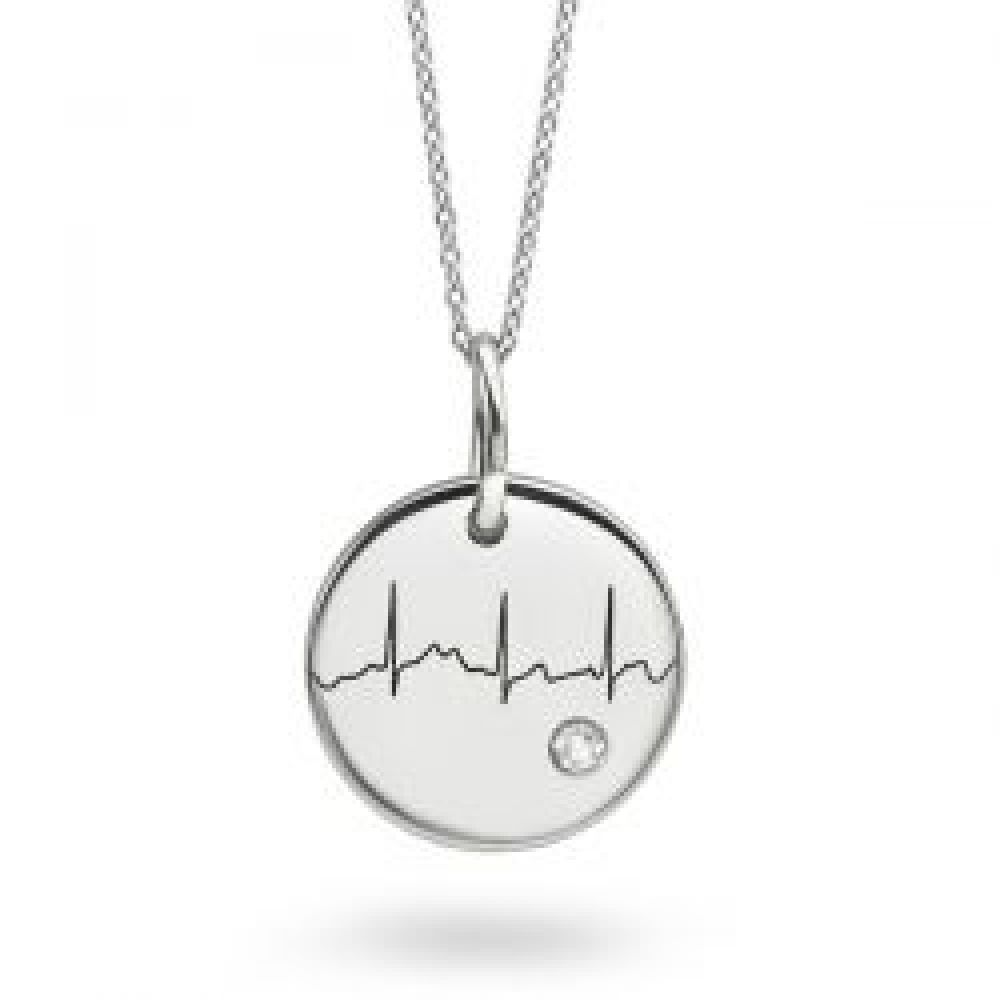 Heartbeat Engraved Diamond Pendant