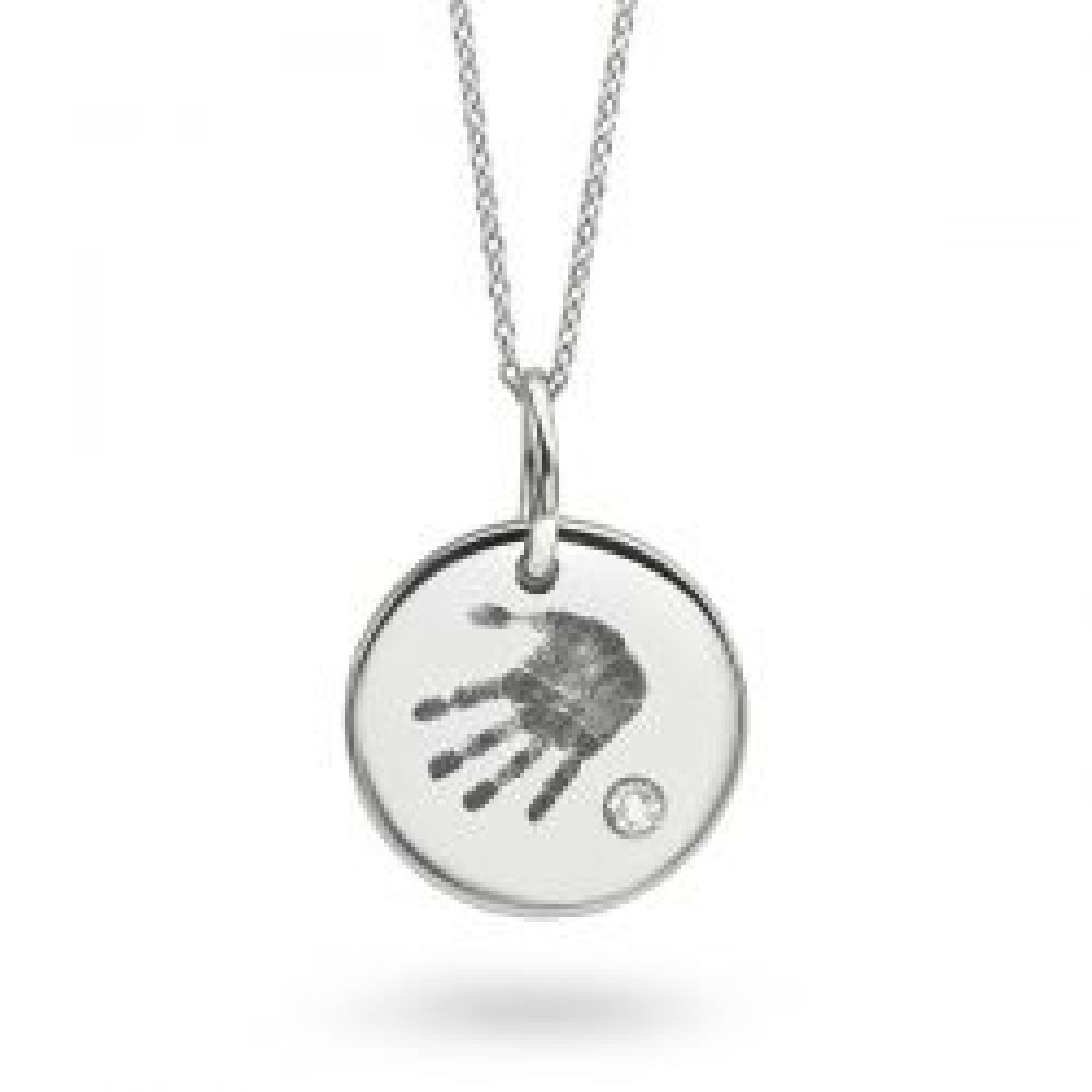 Handprint Engraved Diamond Pendant