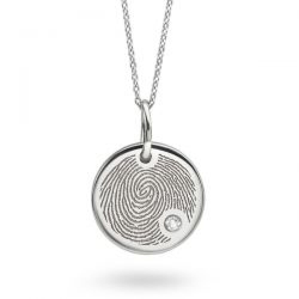 Fingerprint Engraved Diamond Pendant