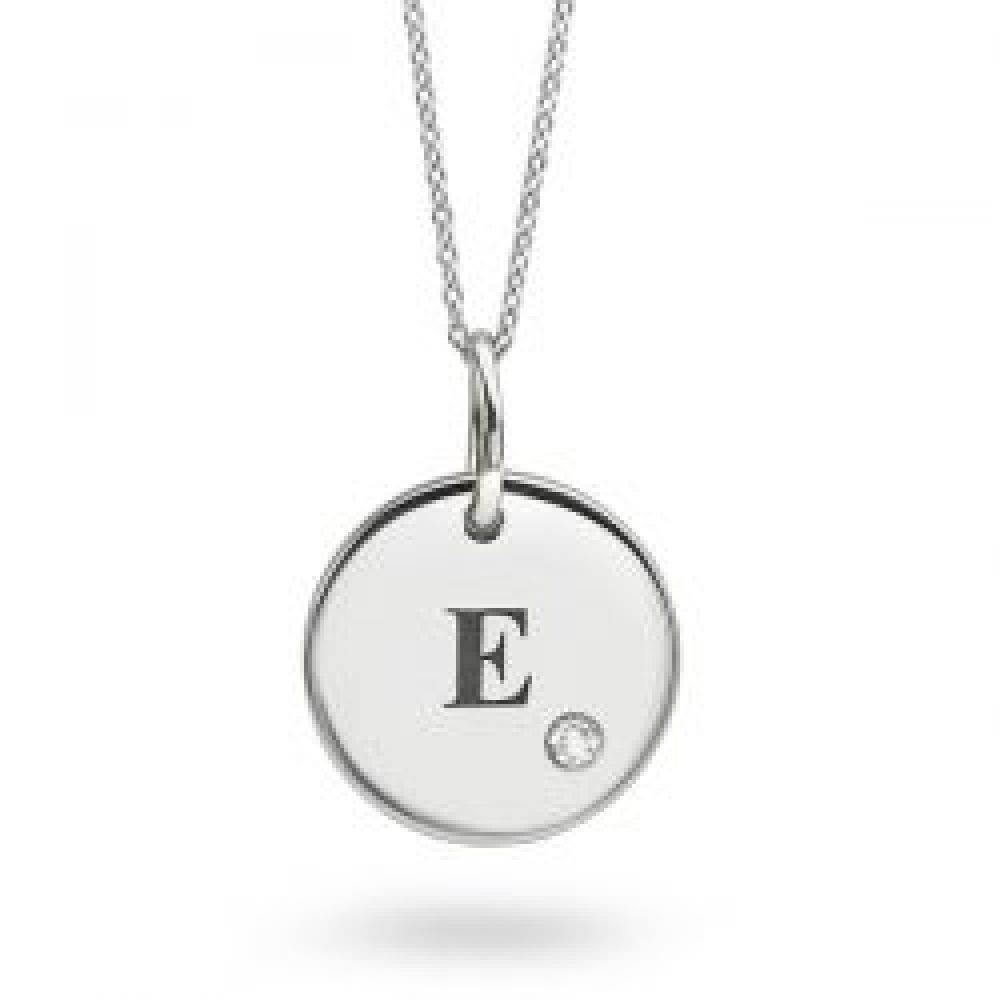 Monogram Engraved Diamond Pendant