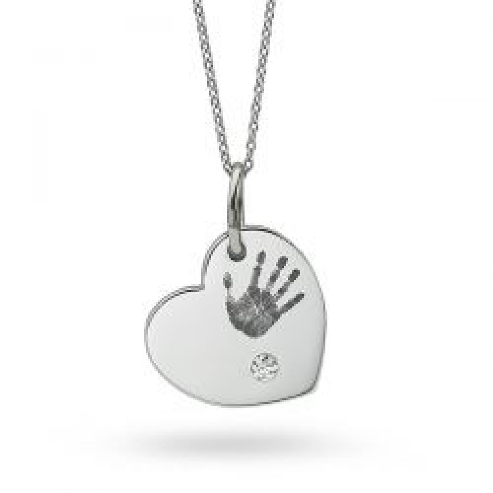 Handprinted Engraved Heart Shaped Pendant