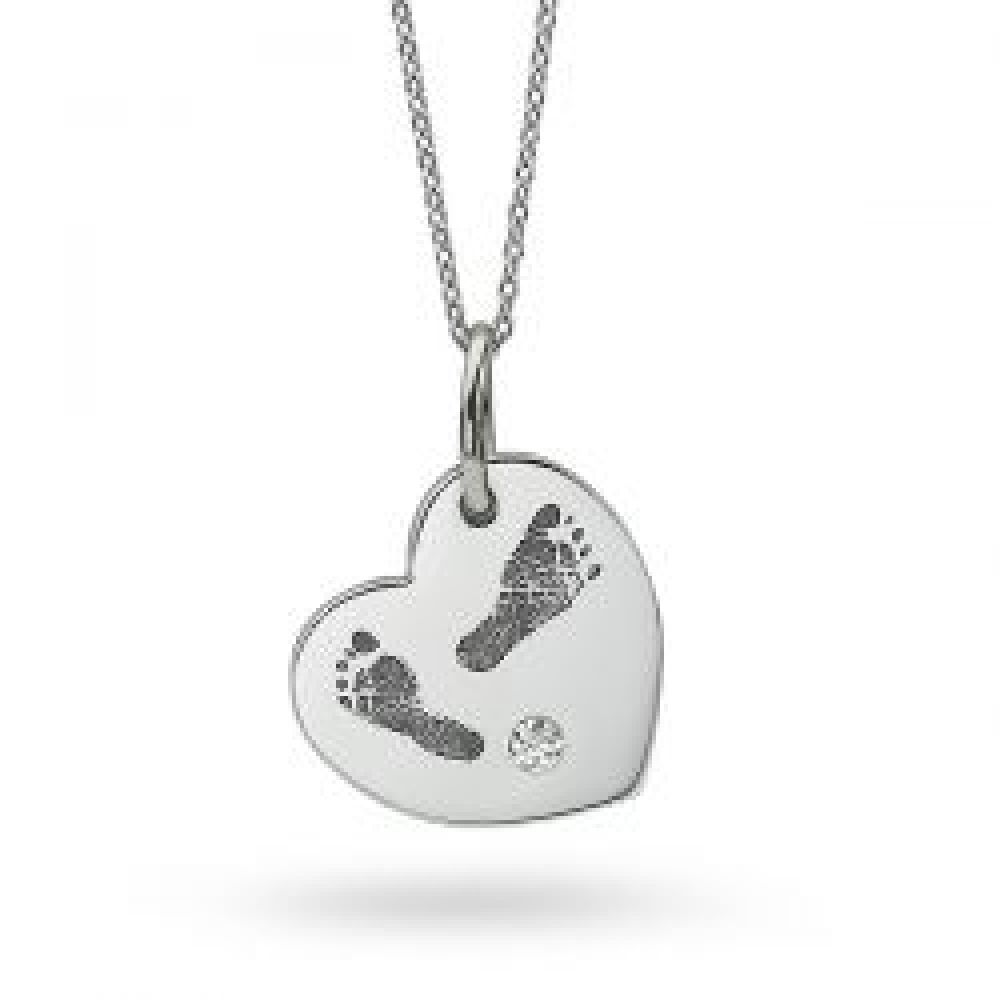 Foot Print Engraved Diamond Pendant Foot Print Engraved Diamond Pendant