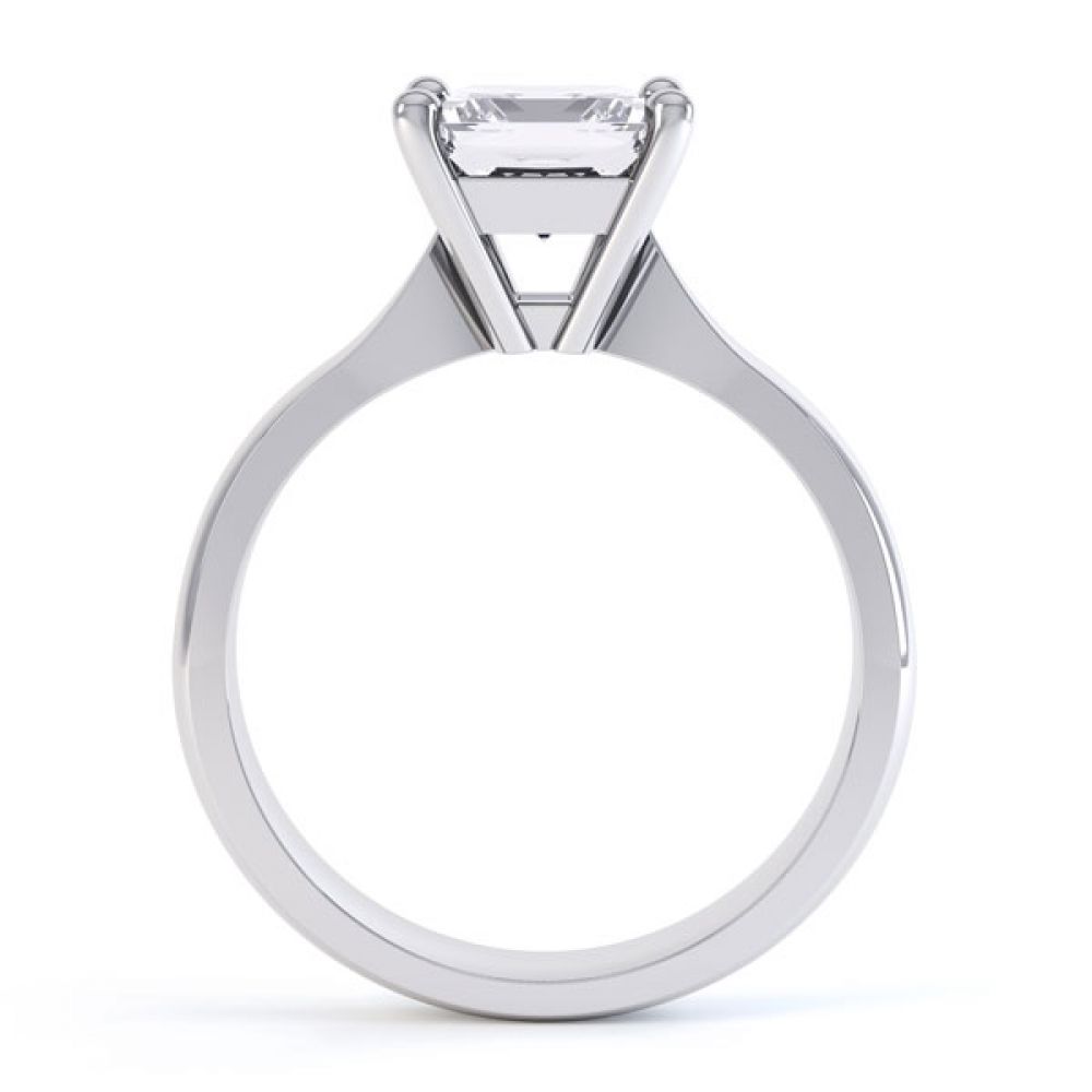 High 4 Prong Princess Cut Diamond Engagement Ring Side View