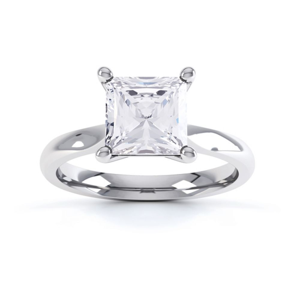 High 4 Prong Princess Cut Diamond Engagement Ring Side View Birdseye View High 4 Prong Princess Cut Diamond Engagement Ring Side View Birdseye View