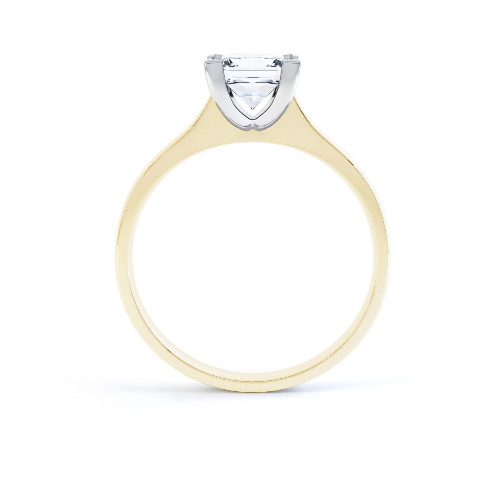 Princess Diamond Engagement Ring Square Claws Side View Yellow Gold Princess Diamond Engagement Ring Square Claws Side View Yellow Gold