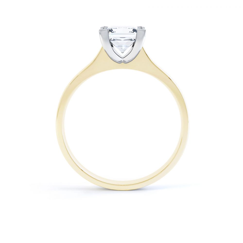 Princess Diamond Engagement Ring Square Claws Side View Yellow Gold