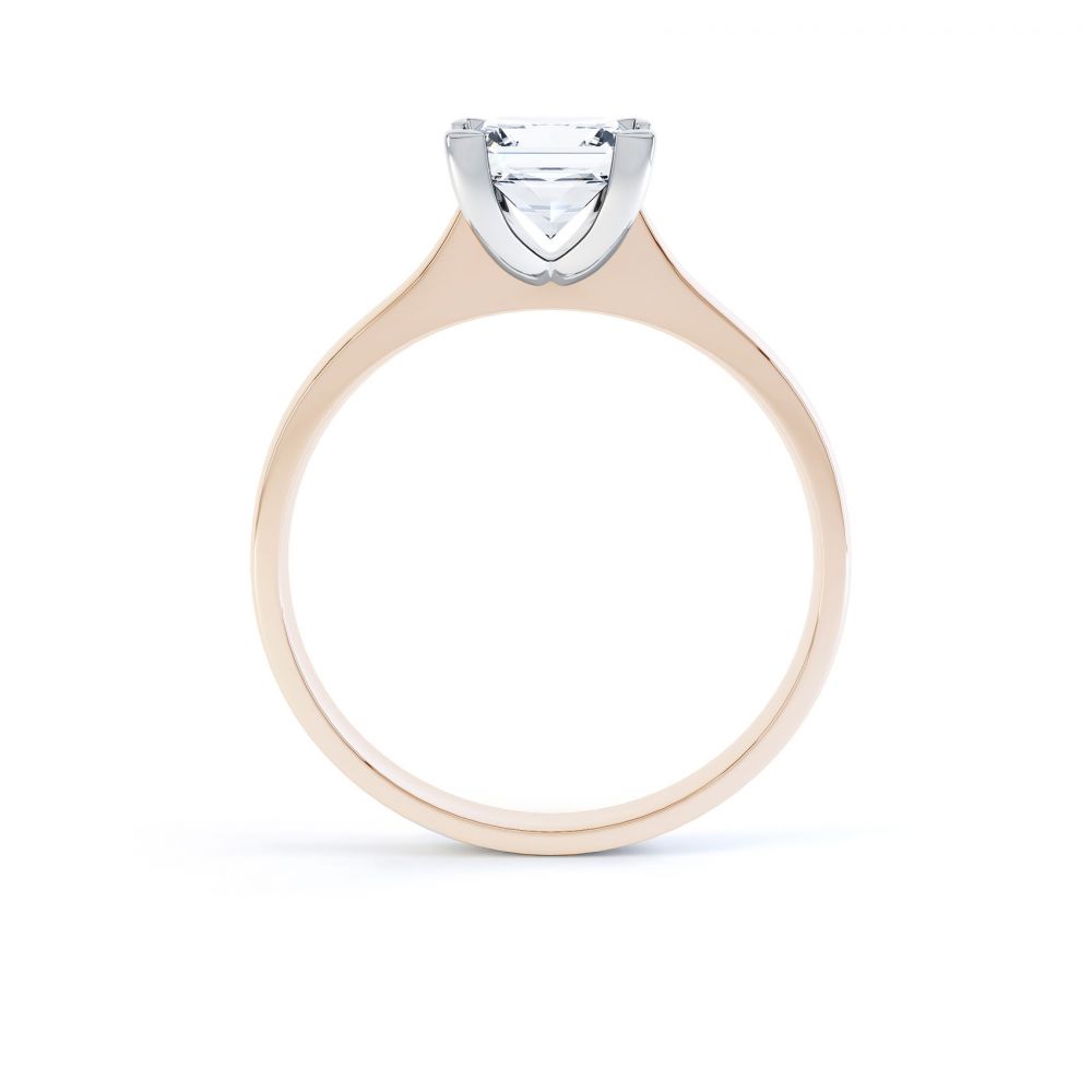 Princess Diamond Engagement Ring Square Claws Side View Rose Gold Princess Diamond Engagement Ring Square Claws Side View Rose Gold