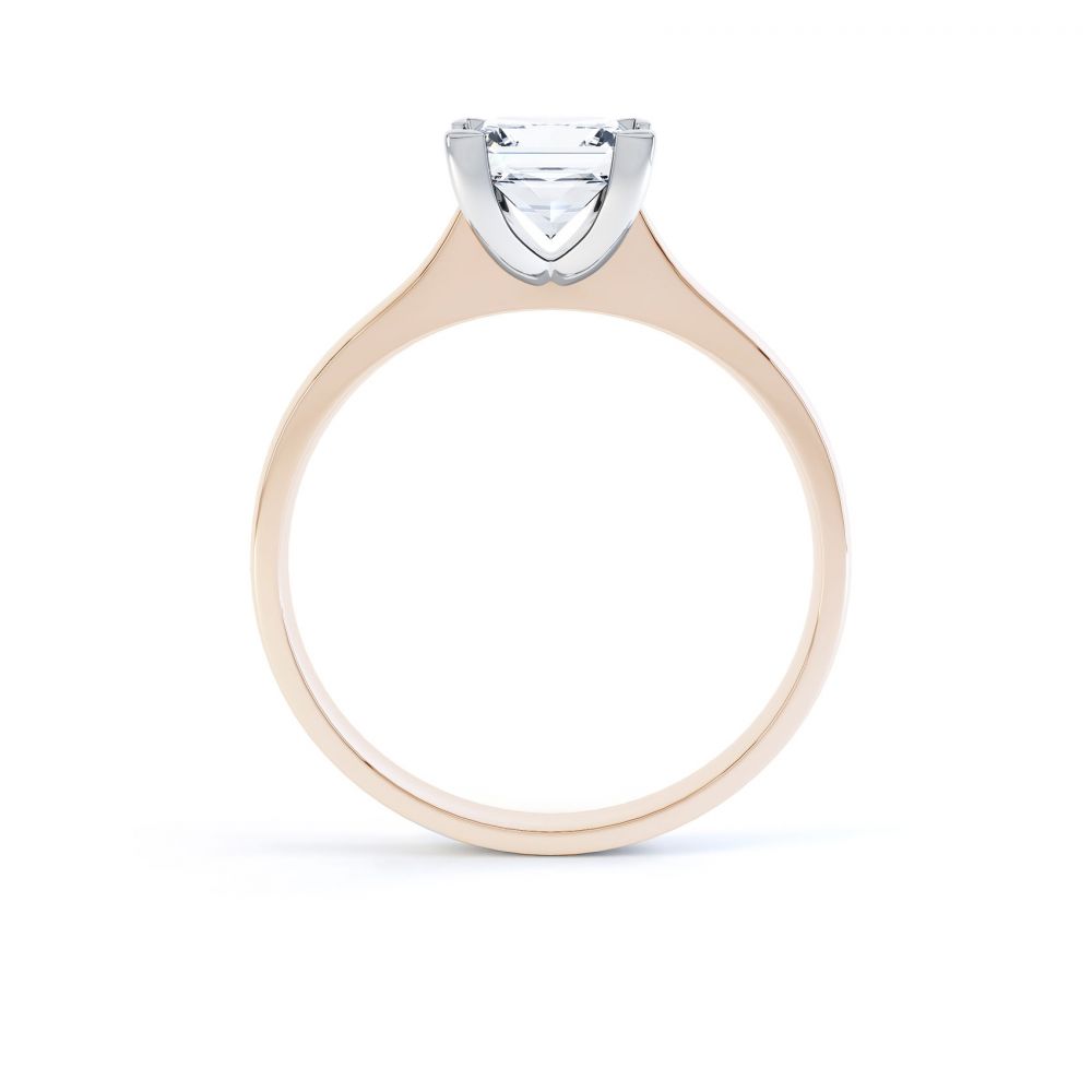 Princess Diamond Engagement Ring Square Claws Side View Rose Gold