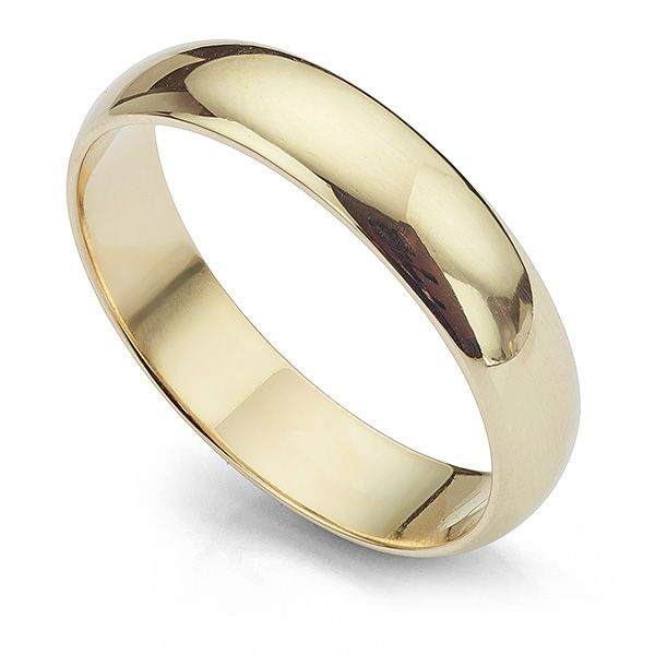 9ct Yellow Gold D Shaped Wedding Ring- Medium Weight  Main Image
