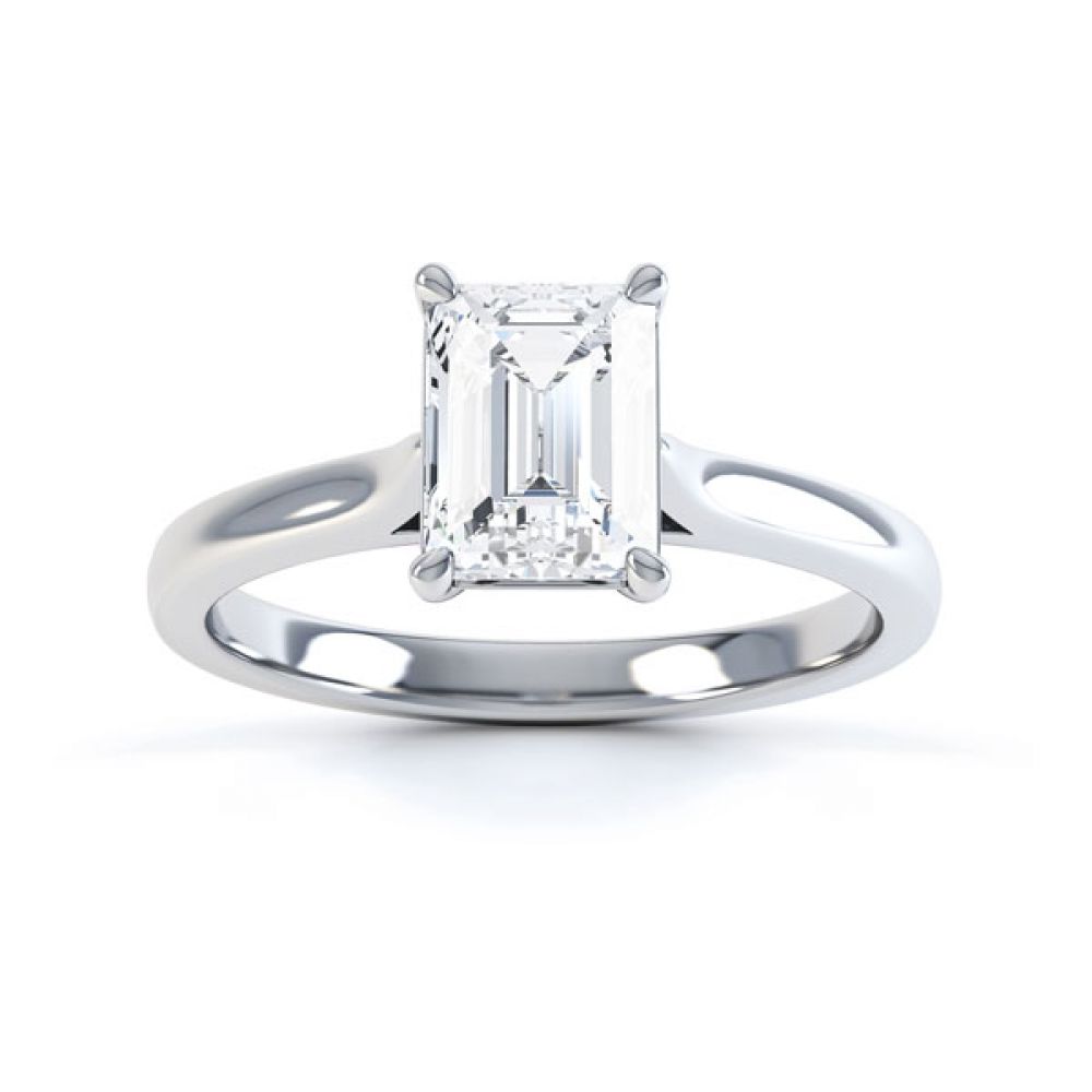 Simple 4 Claw Emerald Diamond Solitaire Ring Top View Simple 4 Claw Emerald Diamond Solitaire Ring Top View