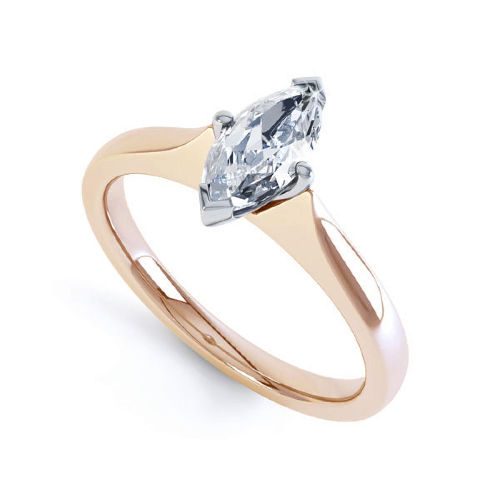 Marquise 4 Claw Diamond Solitaire Engagement Ring In Rose Gold