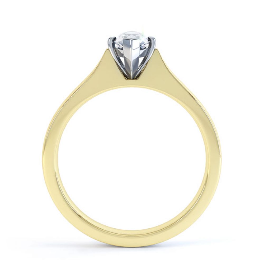 Marquise 4 Claw Diamond Solitaire Engagement Ring Side View In Yellow Gold Marquise 4 Claw Diamond Solitaire Engagement Ring Side View In Yellow Gold