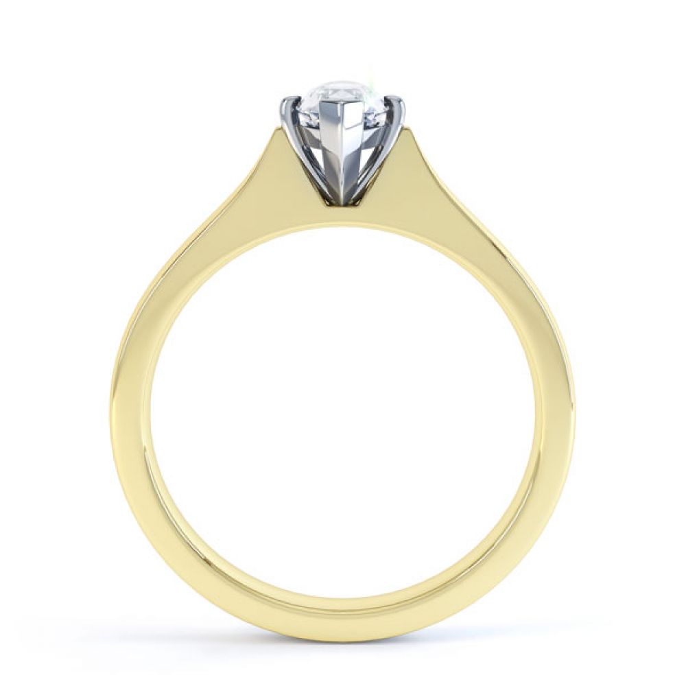 Marquise 4 Claw Diamond Solitaire Engagement Ring Side View In Yellow Gold