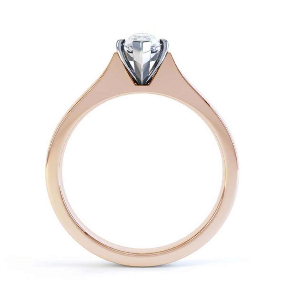Marquise 4 Claw Diamond Solitaire Engagement Ring Side View In Rose Gold Marquise 4 Claw Diamond Solitaire Engagement Ring Side View In Rose Gold