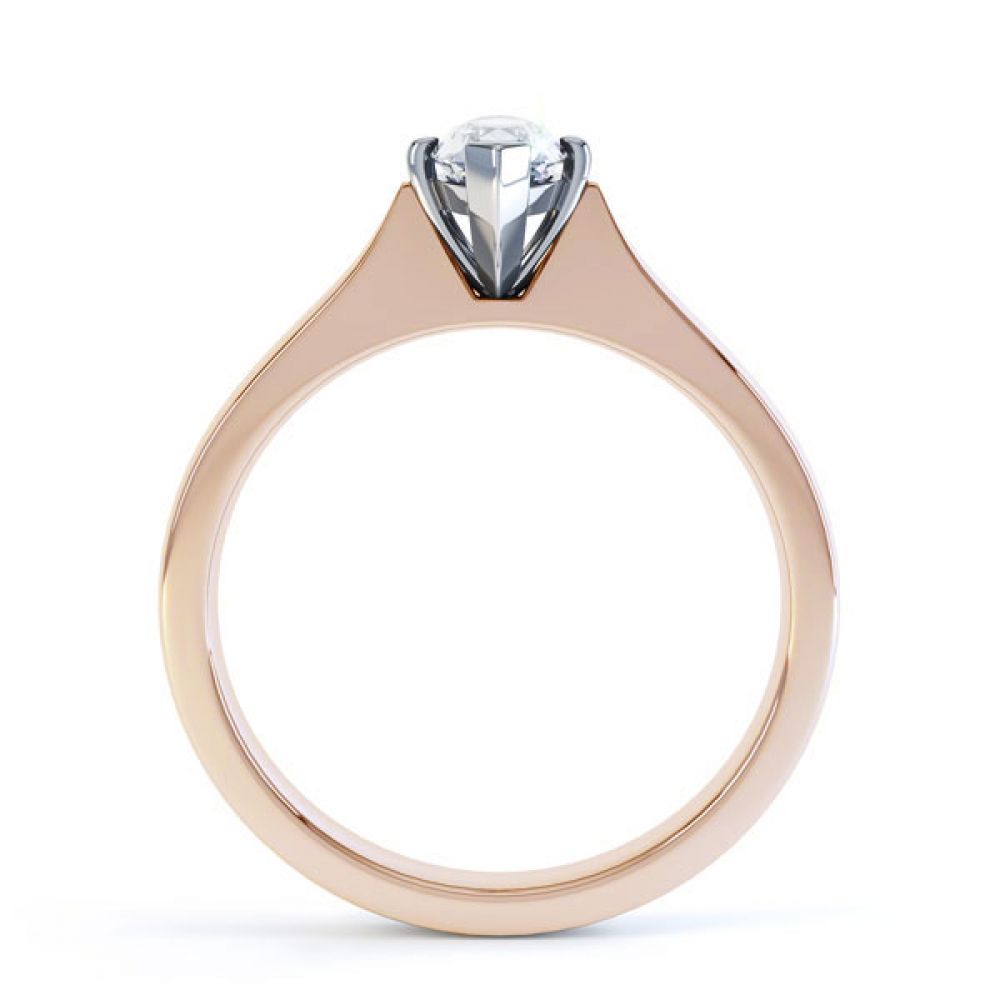 Marquise 4 Claw Diamond Solitaire Engagement Ring Side View In Rose Gold