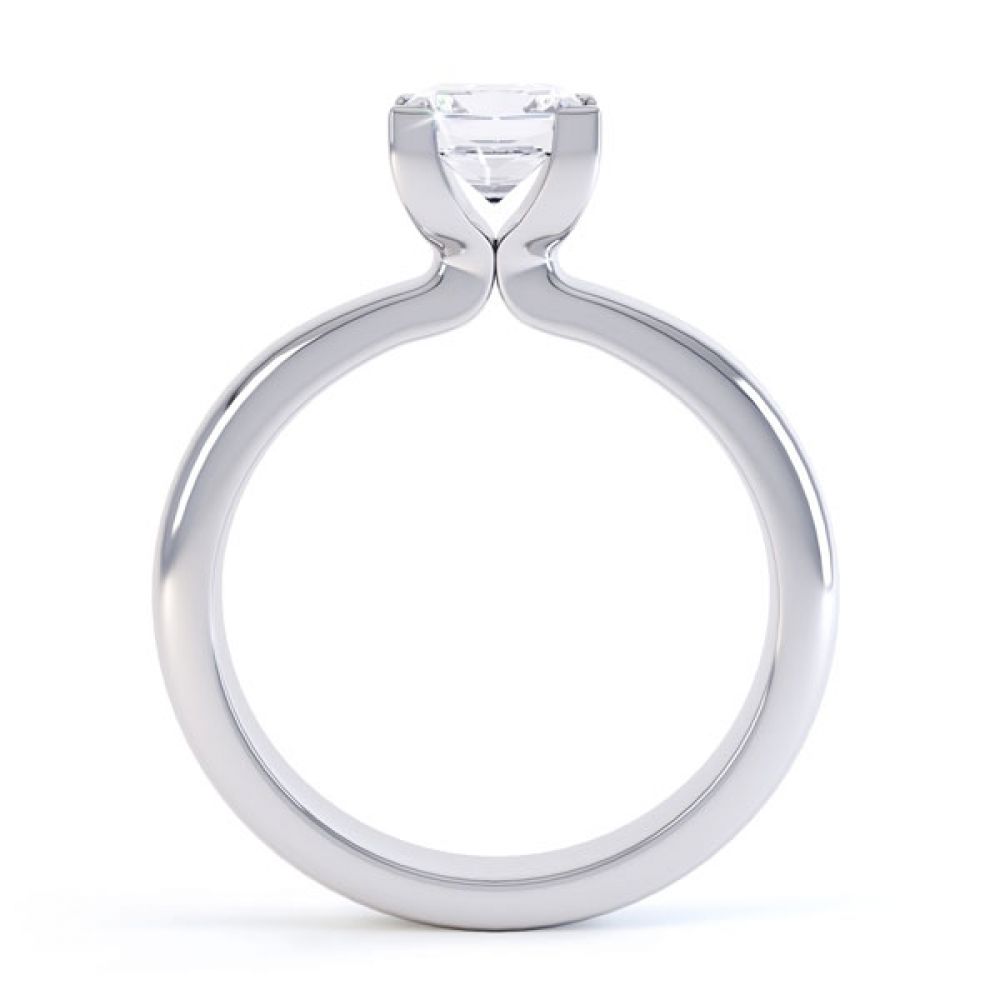 Square Diamond Ring with Box 4 Claw Setting Side View In White Gold Square Diamond Ring with Box 4 Claw Setting Side View In White Gold