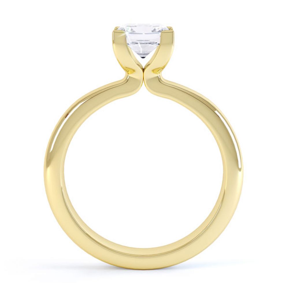 Square Diamond Ring with Box 4 Claw Setting Side View In Yellow Gold Square Diamond Ring with Box 4 Claw Setting Side View In Yellow Gold