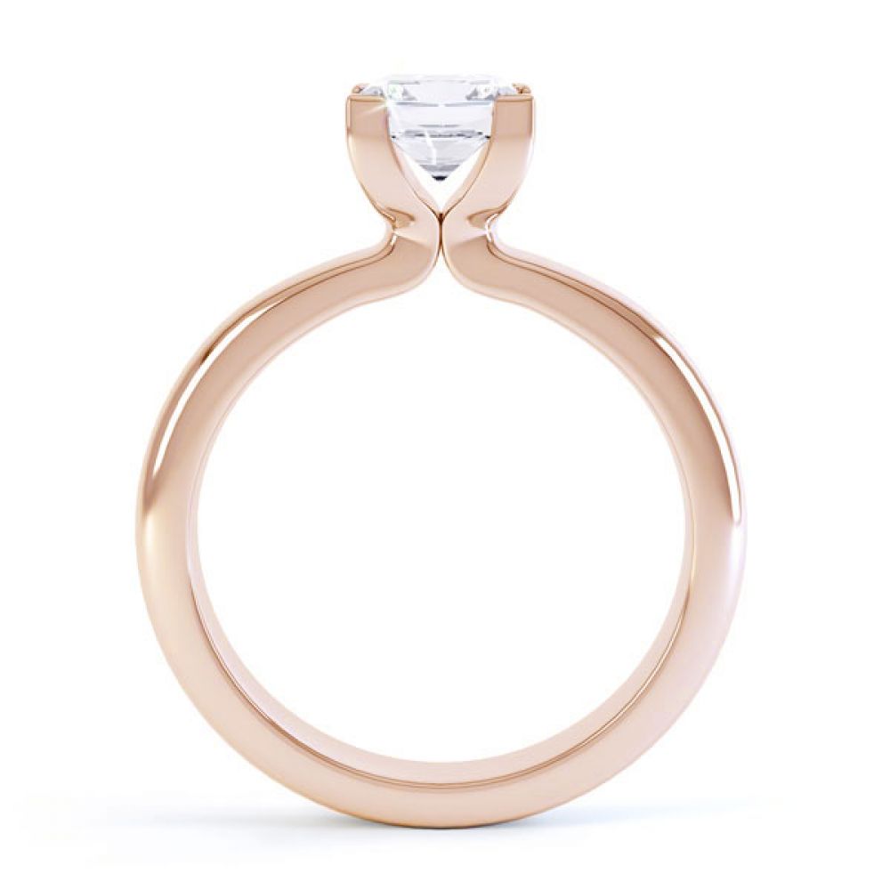 Square Diamond Ring with Box 4 Claw Setting Side View In Rose Gold Square Diamond Ring with Box 4 Claw Setting Side View In Rose Gold