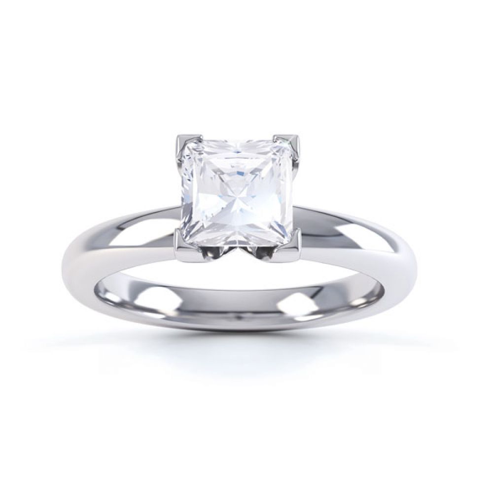 Square Diamond Ring with Box 4 Claw Setting Top View White Gold Square Diamond Ring with Box 4 Claw Setting Top View White Gold