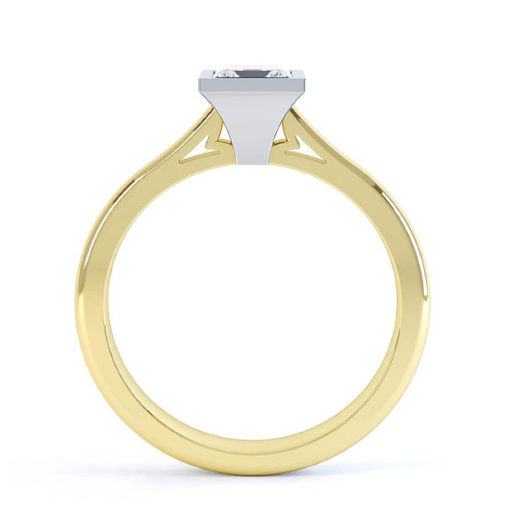 Fine Square Bezel Set Princess Solitaire Ring Side View In Yellow Gold Fine Square Bezel Set Princess Solitaire Ring Side View In Yellow Gold