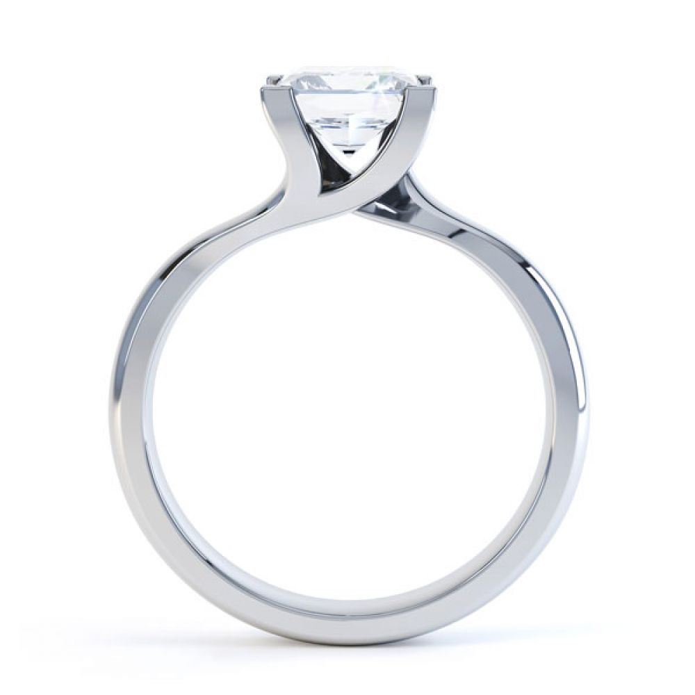 Square Princess 4 Claw Twist Engagement Ring Side View