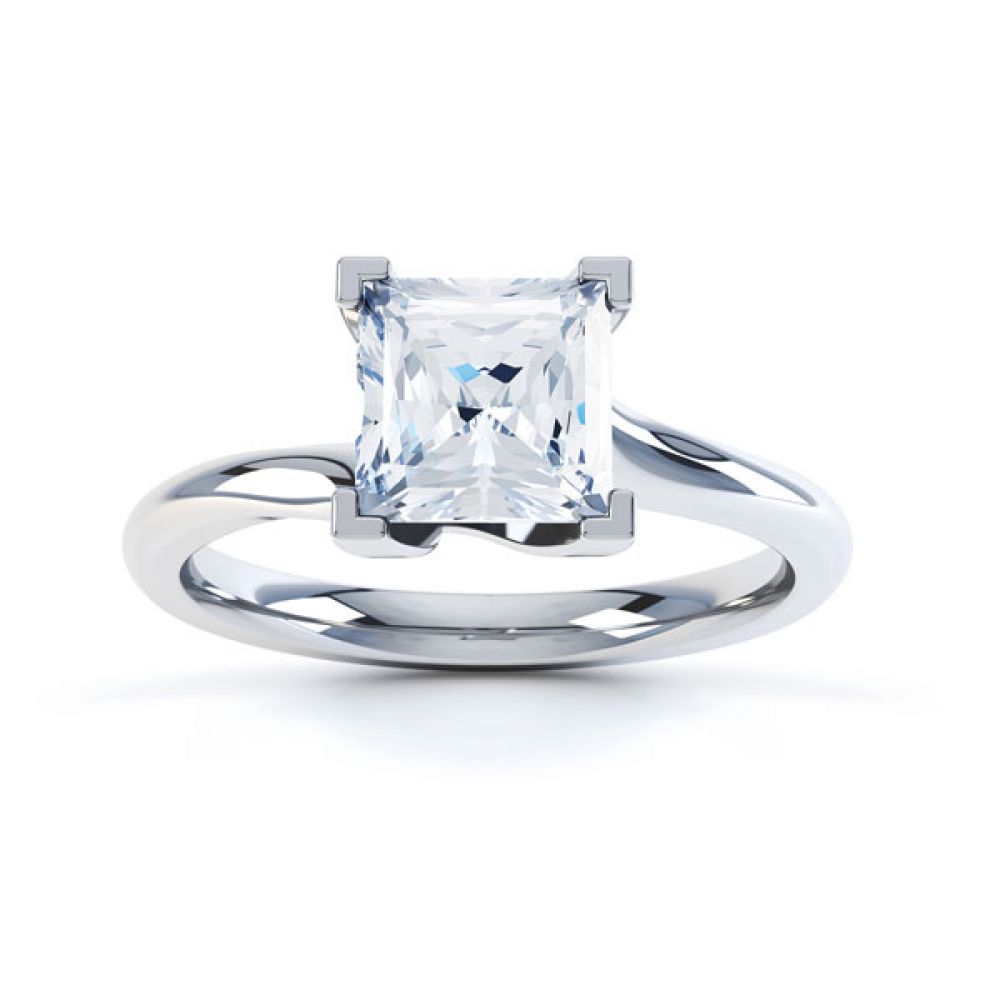 Square Princess 4 Claw Twist Engagement Ring Side Top View Square Princess 4 Claw Twist Engagement Ring Side Top View