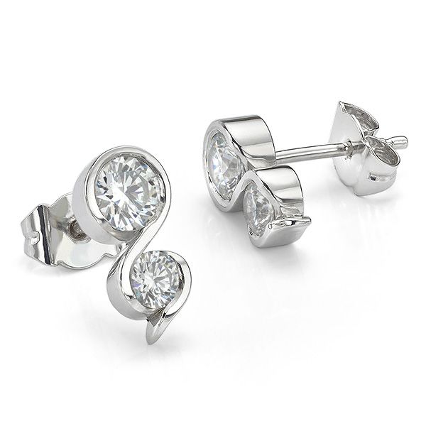 Two Stone Diamond Swirl Earrings