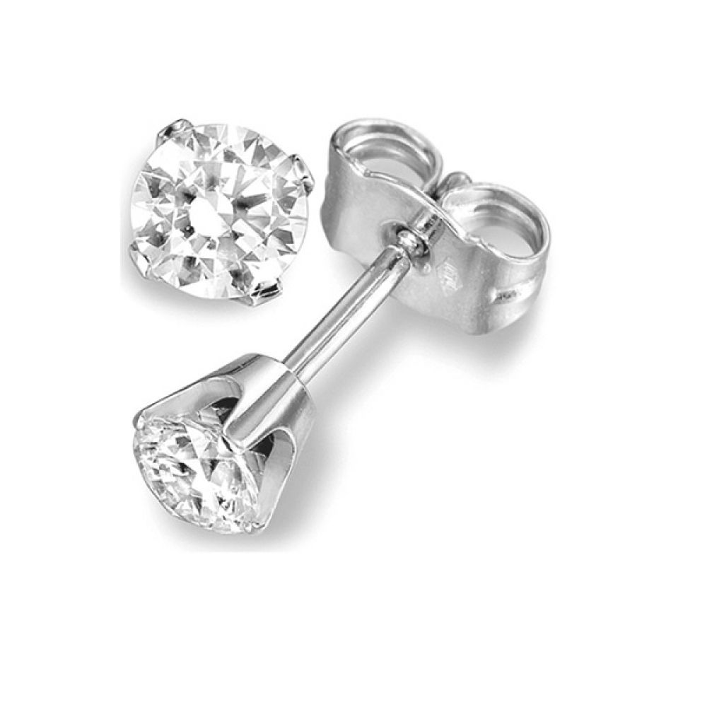 4 Claw Round Diamond Stud Earrings Rex Setting