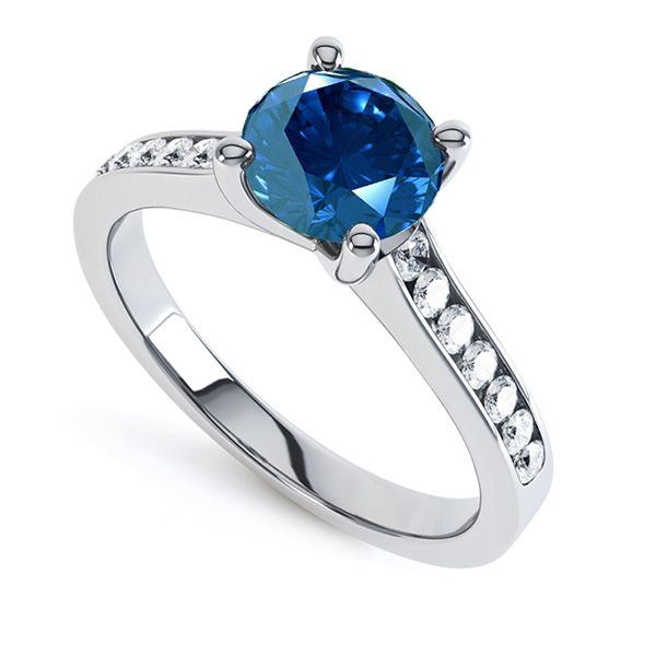 0.70cts Blue Sapphire & Diamond Engagement Ring