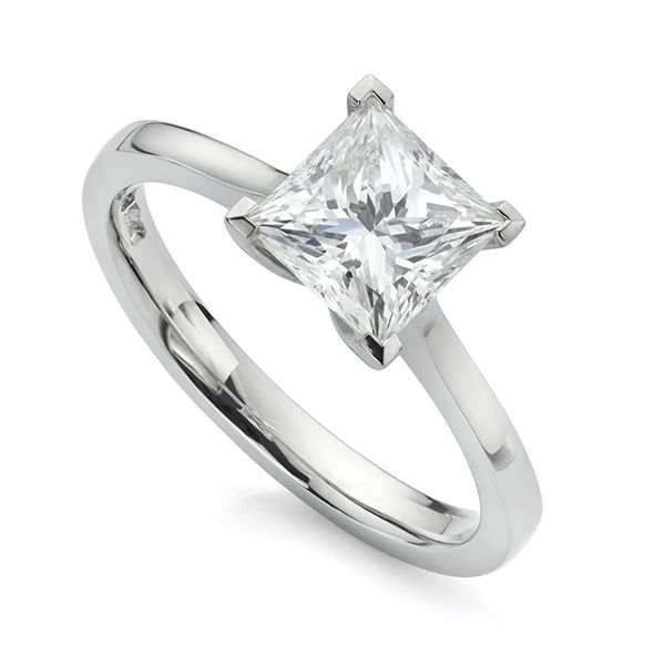 1 Carat Princess Cut Diamond Solitaire Engagement Ring