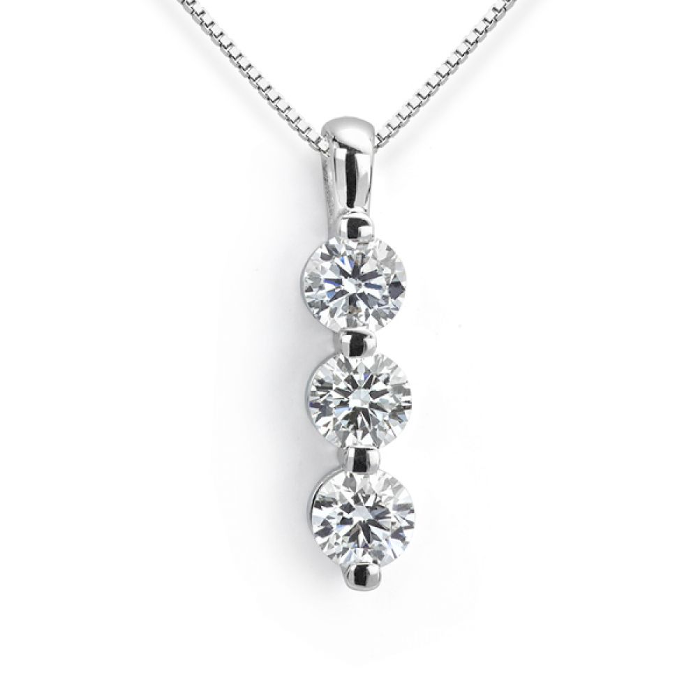 3 Stone Diamond Drop Necklace 3 Diamond Necklace